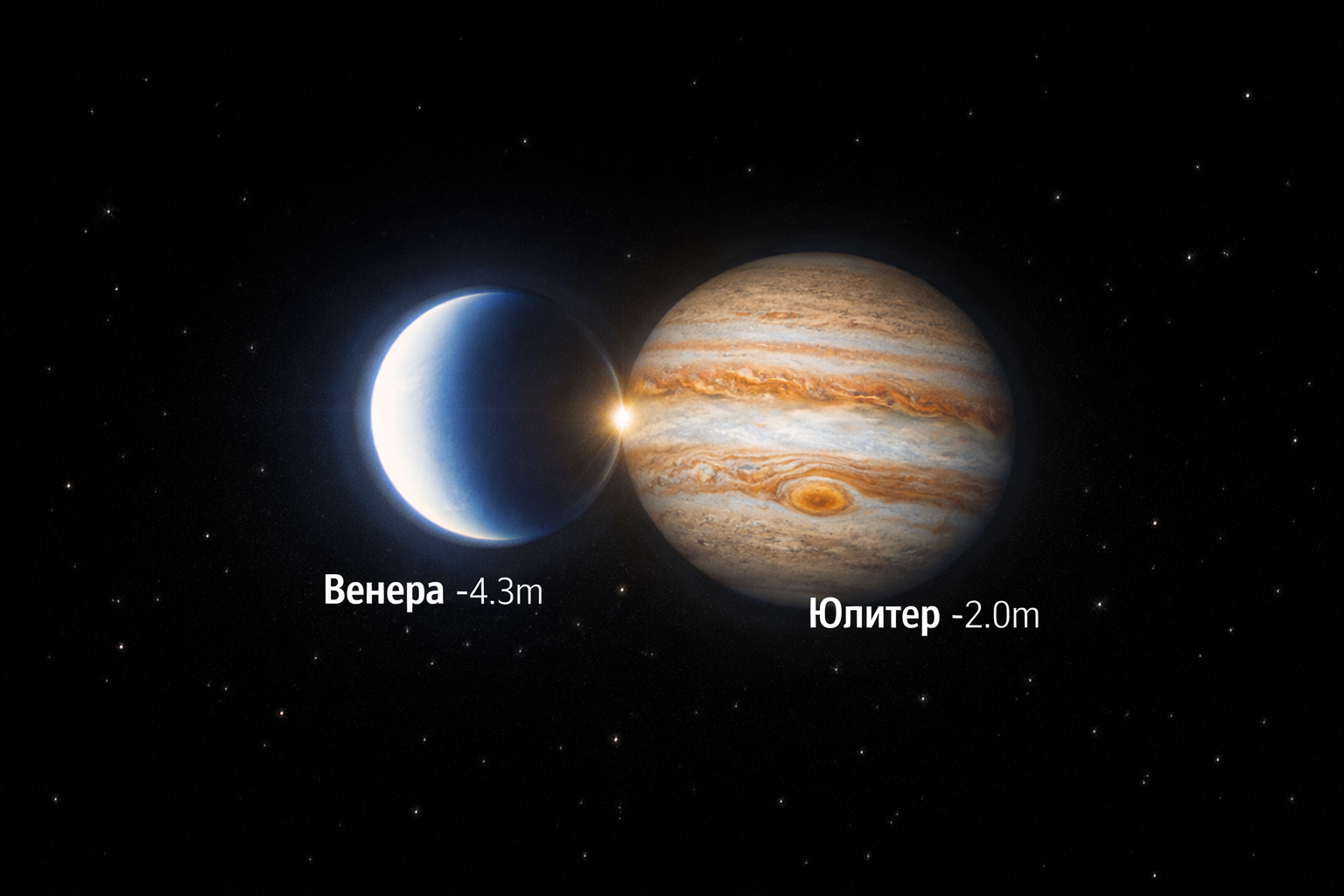 Сближение Венеры и Юпитера